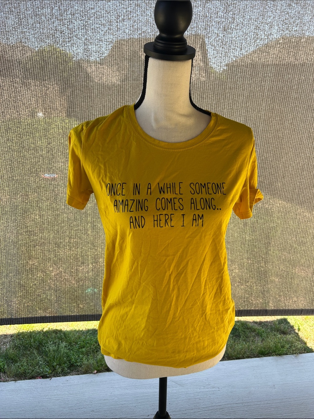 Women’s Yellow Graphic Tee – “Once in a While…”